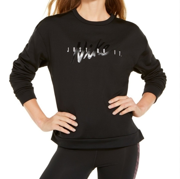 Nike Tops - Nike Women's Black and Silver Just Do It Sweatshirt